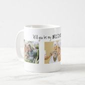 モダン3枚写真コラージュ あなたは私のブライズメイドになってくれる？ コーヒーマグカップ (正面左)