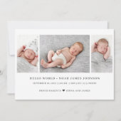 モダン3枚写真出生 案内状 (正面)