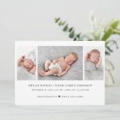 モダン3枚写真出生 案内状 (スタンド正面)