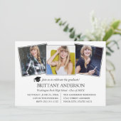 モダン3枚写真 卒業パーティー 招待状 (スタンド正面)