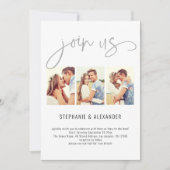 モダン3枚写真 結婚式にご参加ください スクリプト 招待状 (正面)