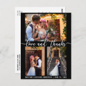 モダン3枚写真 結婚式 愛と感謝のスクリプト ポストカード (正面/裏面)