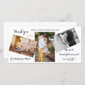 モダン3枚結婚の写真感謝してい集 サンキューカード (正面/裏面)