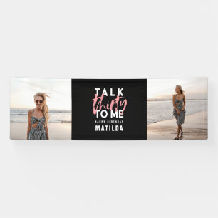 モダン30ガーリー歳誕生日の黒いピンク数々のの写真 横断幕