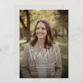 モダン30歳ミニマルの誕生日 招待状 (正面/裏面)