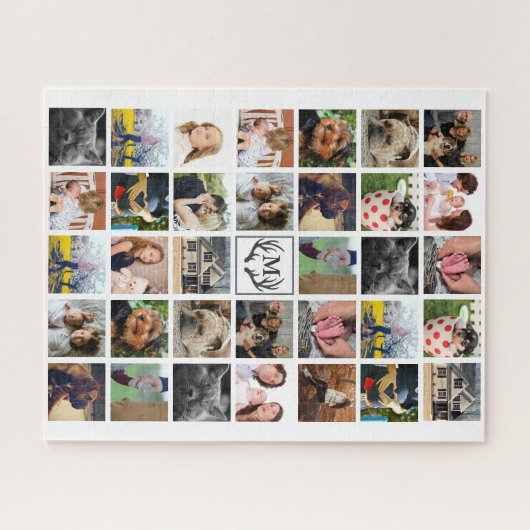 モダン34の家族写真の(雄ジカの)枝角及び大文字 ジグソーパズル (横)