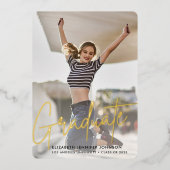 モダン3 フォト 卒業 本物のホイル アナウンスメント (正面)