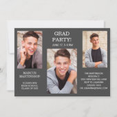 モダン3 Photo Gray （編集可能カラー）の卒業 招待状 (正面)