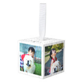 モダン3Dシェイプカスタムファミリ写真 キューブオーナメント (正面アングル)