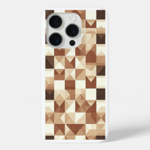 モダン3Dジオメトリックピラミッドフォンケース アースカラー iPhone 15 PROケース