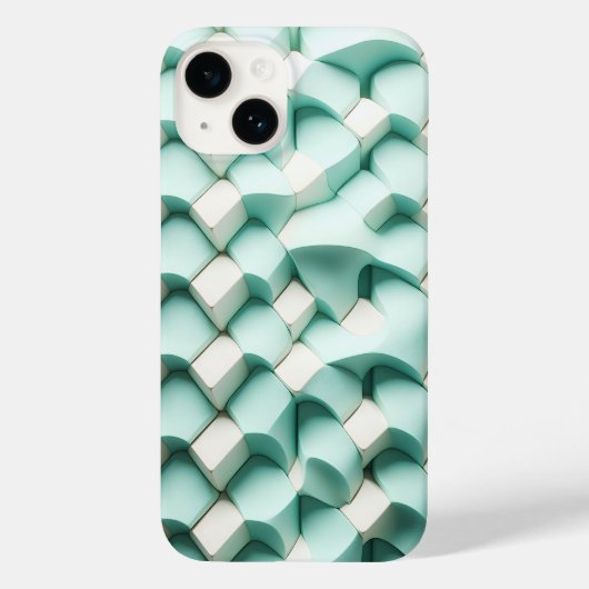 モダン3Dティール&ホワイト幾何学デザインのスマホケース Case-Mate iPhoneケース (裏面)