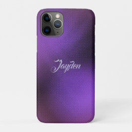 モダン3Dパープル抽象幾何学カスタムネーム iPhone 11 PROケース