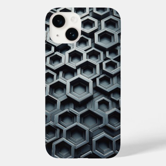 モダン3Dメタル六角形スマホケース - インダストリアル Case-Mate iPhoneケース (裏面)