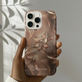 モダン3Dローズゴールドフラワー iPhoneケース