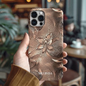モダン3Dローズゴールドフラワー iPhoneケース