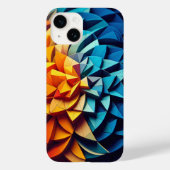 モダン3D幾何学蓮スマホケース ビビッドブルー Case-Mate iPhoneケース (裏面)