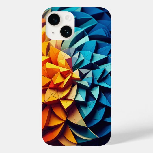 モダン3D幾何学蓮スマホケース ビビッドブルー Case-Mate iPhoneケース (裏面)