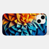 モダン3D幾何学蓮スマホケース ビビッドブルー Case-Mate iPhoneケース (裏面 (横))