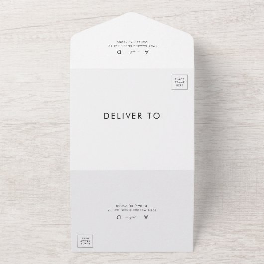 モダン4エレガントフォトコラージュのミニマル結婚リスト オールインワン招待状 (外側)