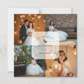 モダン4エレガント写真コラージュ結婚の感謝 マグネット招待状 (正面)