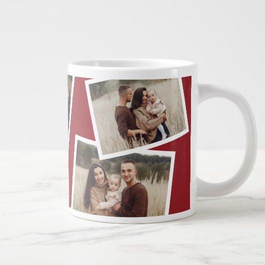 モダン4エレガント枚の写真コラージュ家族ギフト ジャンボコーヒーマグカップ (右)