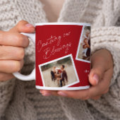 モダン4エレガント枚の写真コラージュ家族ギフト ジャンボコーヒーマグカップ