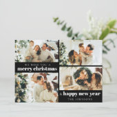 モダン4エレガント枚フォトクリスマスホリデーカード シーズンカード (スタンド正面)