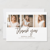 モダン4エレガント枚フォトコラージスクリプトの卒業 サンキューカード (正面)