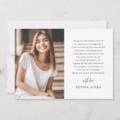 モダン4エレガント枚フォトコラージスクリプトの卒業 サンキューカード (裏面)