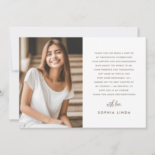モダン4エレガント枚フォトコラージスクリプトの卒業 サンキューカード (裏面)