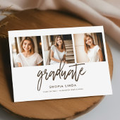 モダン4エレガント枚フォトコラージスクリプトの卒業 案内状