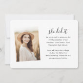 モダン4エレガント枚フォトコラージスクリプトの卒業 案内状 (裏面)