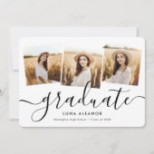 モダン4エレガント枚フォトコラージスクリプトの卒業 案内状 (正面)