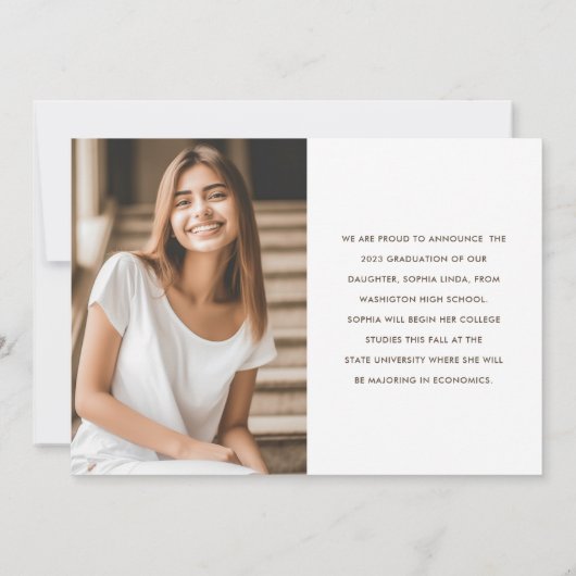 モダン4エレガント枚フォトコラージスクリプトの卒業 案内状 (裏面)