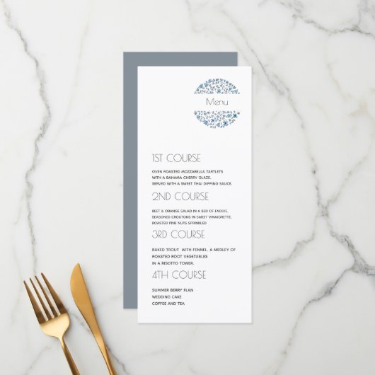 モダン4コースフローラ結婚ズ メニュー (正面/裏面インサイチュ)