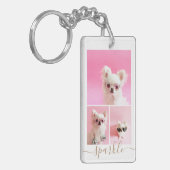 モダン4パーソナライズされた枚のフォトコラージュQRコード キーホルダー (正面左)