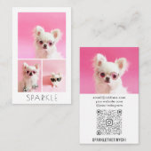 モダン4パーソナライズされた枚のフォトコラージュQRコード 名刺 (正面/裏面)