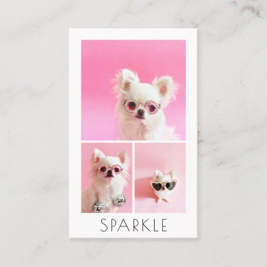 モダン4パーソナライズされた枚のフォトコラージュQRコード 名刺 (正面)