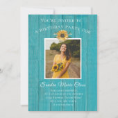 モダン4フォトコラージュひまわり誕生日パーティー 案内状 (正面)