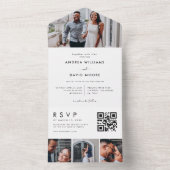 モダン4フォトコラージュタイポグラフィスタイリッシュ結婚の オールインワン招待状 (内側)