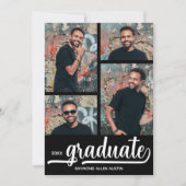 モダン4フォトコラージュ黒の卒業 案内状 (正面)