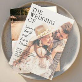 モダン4フォトブラック&ホワイトボホ結婚ズ 招待状