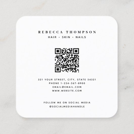 モダン4フォトヘアスキンネイルサロンQRコード スクエア名刺 (裏面)