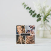 モダン4フォトヘアスキンネイルサロンQRコード スクエア名刺 (スタンド正面)