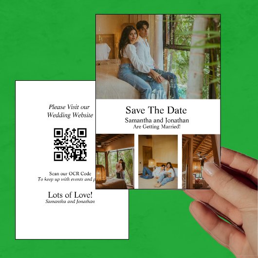 モダン4ミニマル写真Dateカードを保存 招待状