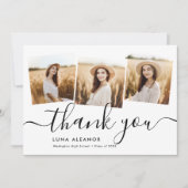 モダン4ミニマル枚フォトコラージスクリプトの卒業 サンキューカード (正面)