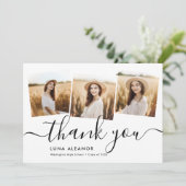 モダン4ミニマル枚フォトコラージスクリプトの卒業 サンキューカード (スタンド正面)