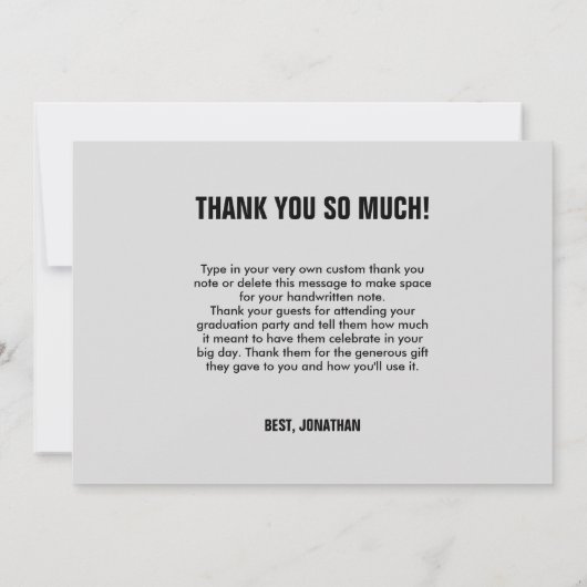 モダン4写真はっきりしたコラージュ卒業ありがとう 招待状 (裏面)