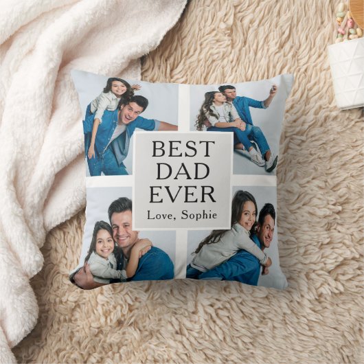 モダン4写真カスタム文字父の日 クッション (ブランケット)