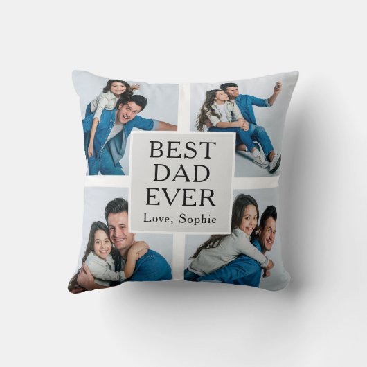 モダン4写真カスタム文字父の日 クッション (裏面)